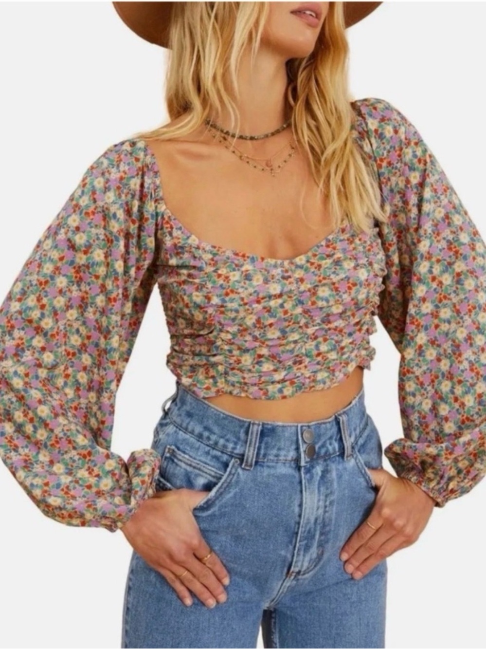 Billabong x The Salty Blonde Free Love Floral Crop Top